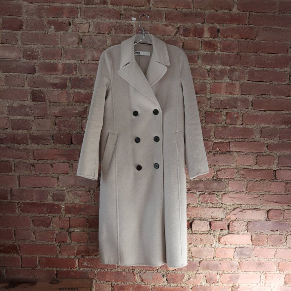 Zara Double-Breasted Wool Blend Coat